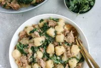 Grain-Free Paleo Sausage Kale Gnocchi