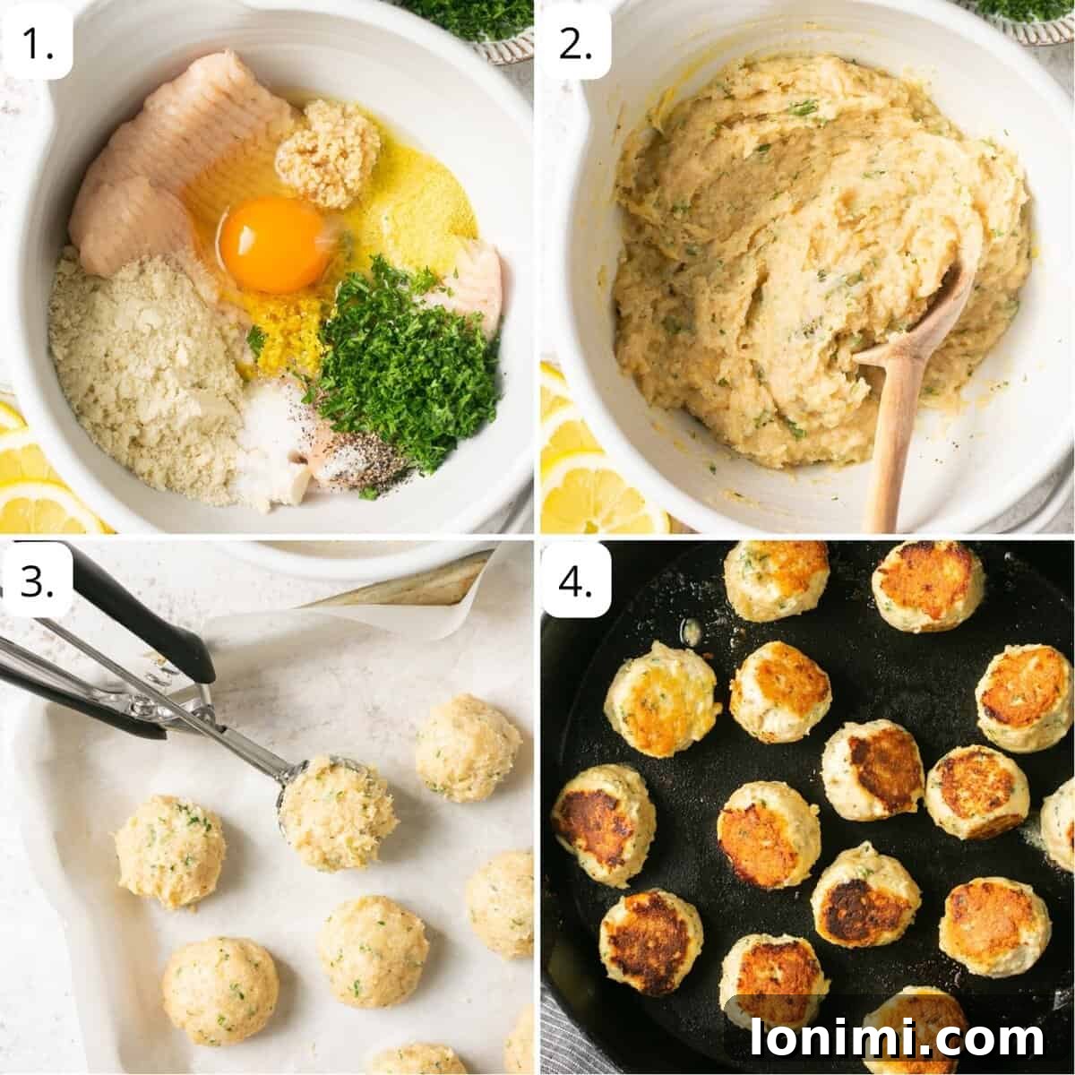 steps for how to make chicken piccata meatballs