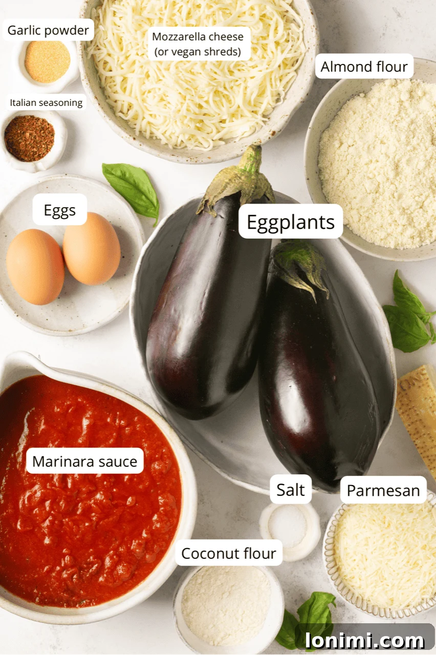 ingredients for grain free eggplant parmesan
