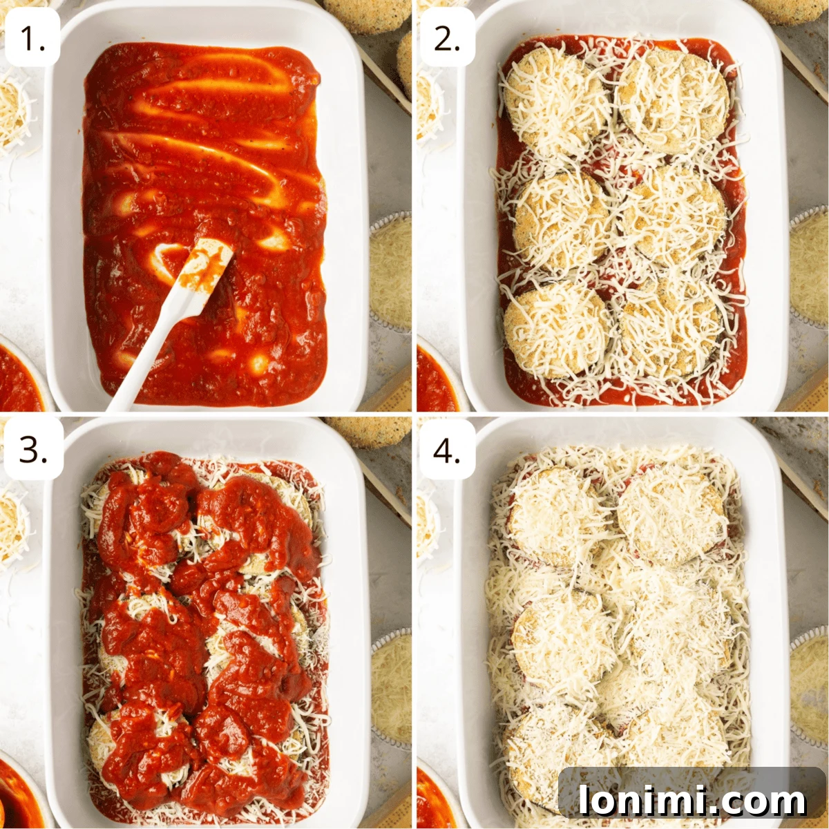 steps for making keto eggplant parmesan casserole