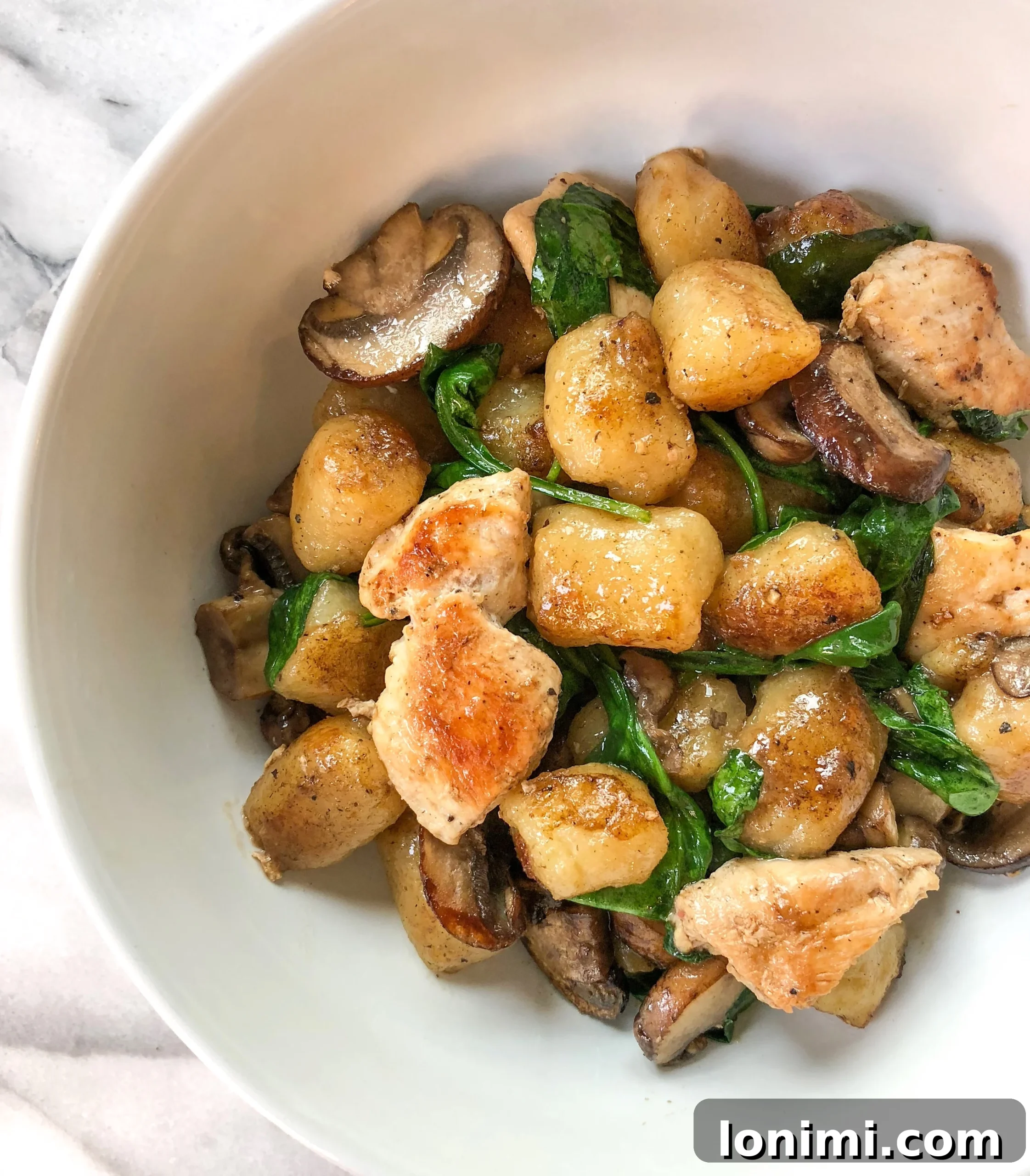 Hearty Brown Butter Sage Gnocchi with Chicken Mushrooms and Spinach 2 Delicious Brown Butter Sage Cauliflower Gnocchi with Chicken, Mushrooms, and Spinach