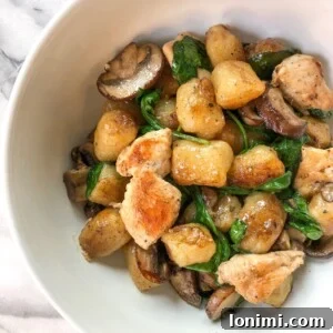 Hearty Brown Butter Sage Gnocchi with Chicken Mushrooms and Spinach 3 Brown Butter Sage Gnocchi with Chicken, Mushrooms & Spinach Recipe Image