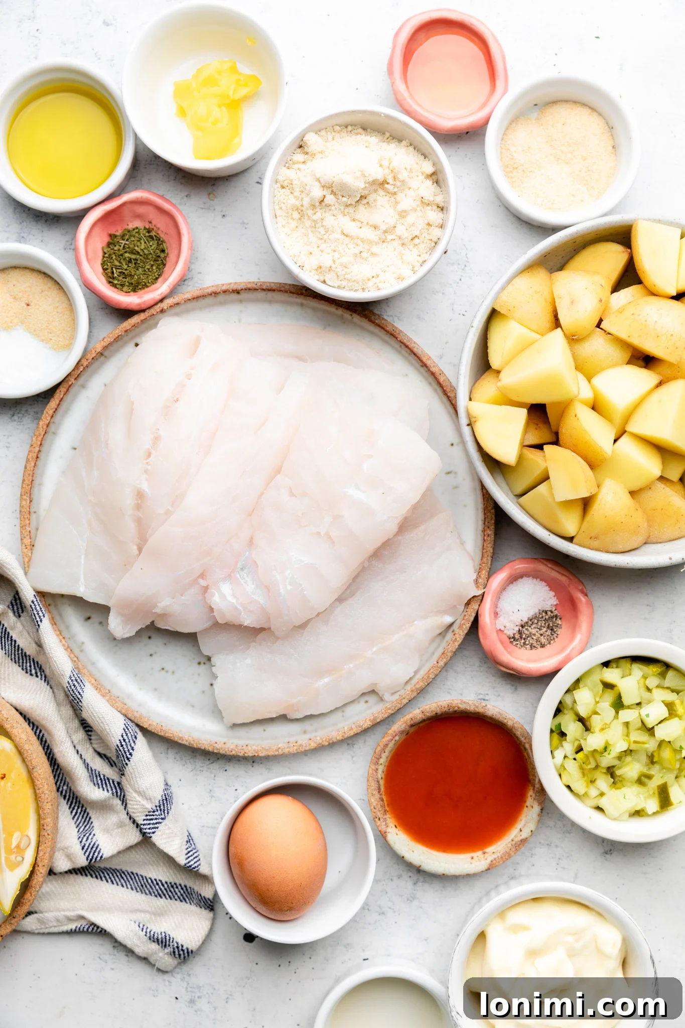 Ingredients for gluten free fish and chips