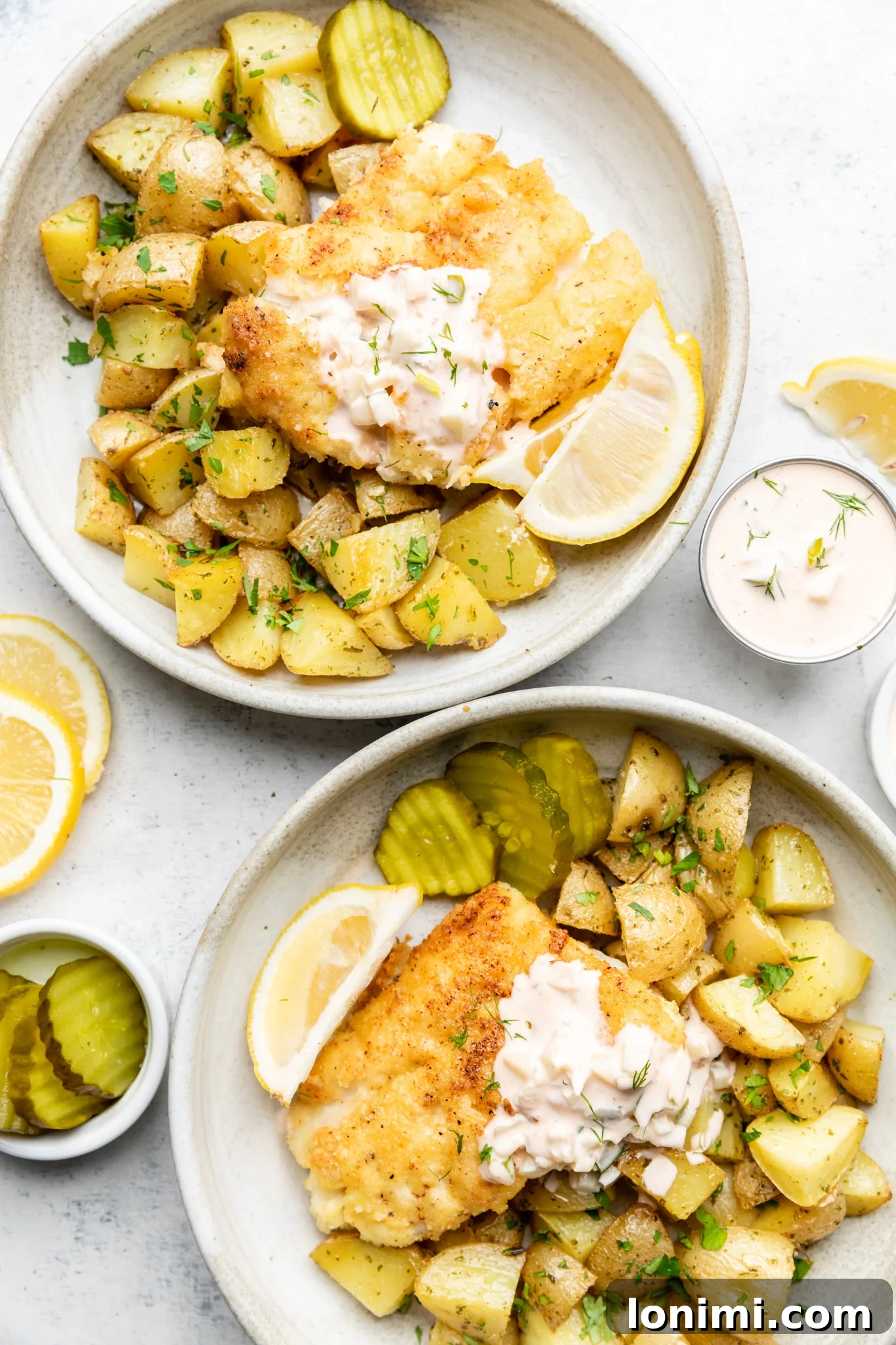 two bowls of gluten free fish and chips 