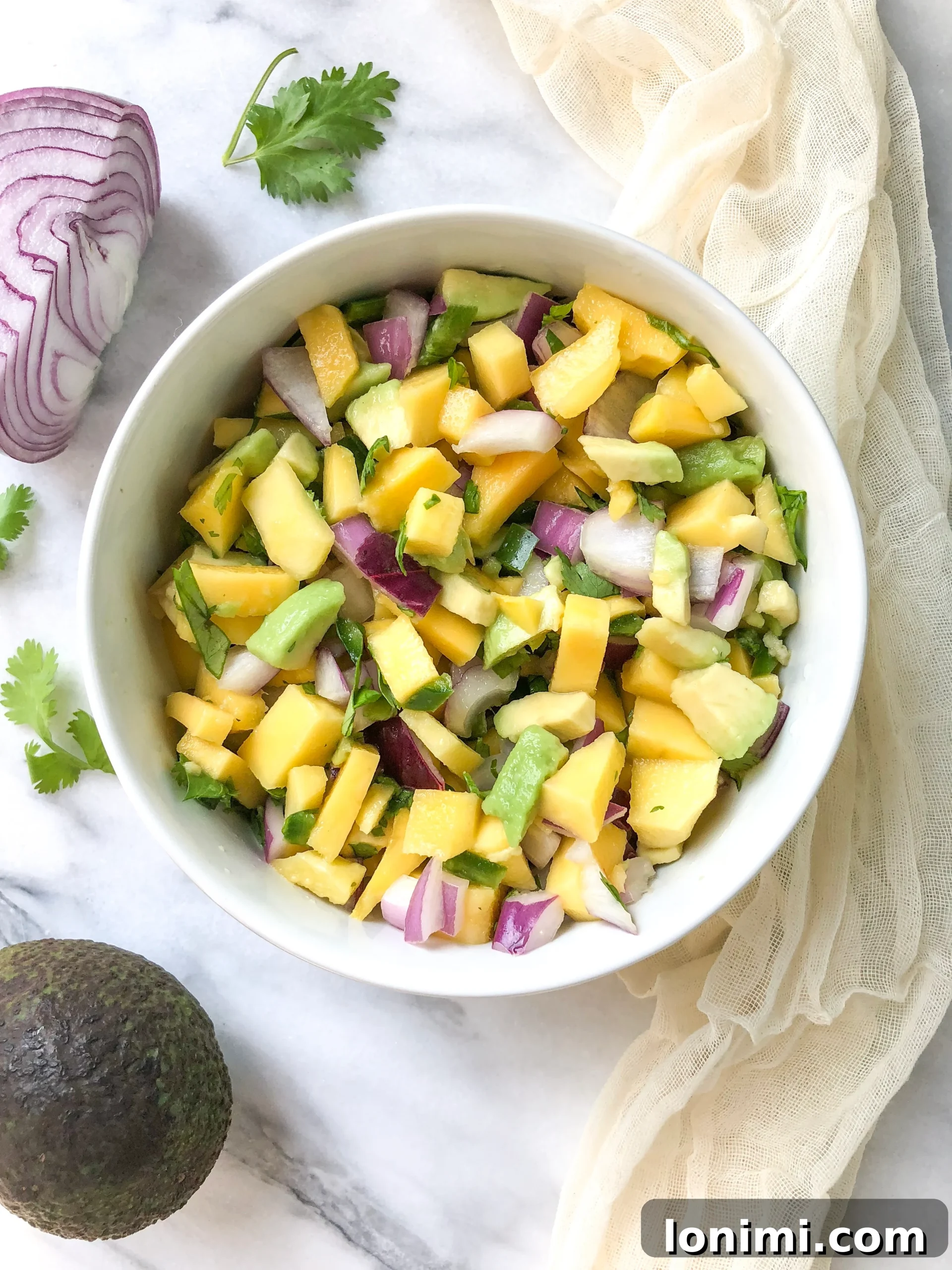 Delicious Whole30 Vegan Mango Avocado Salsa 2 Fresh Mango Avocado Salsa ready to be served