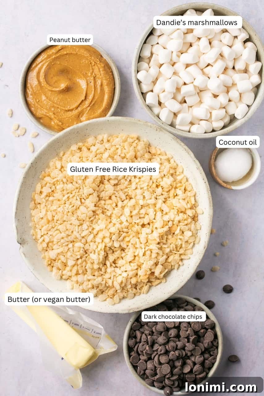 recipe ingredients in small bowls and labeled