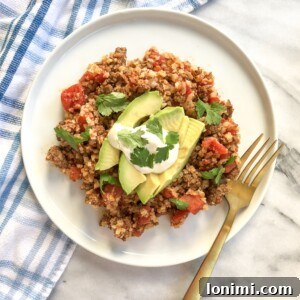 Whole30 Taco Skillet ready to be served