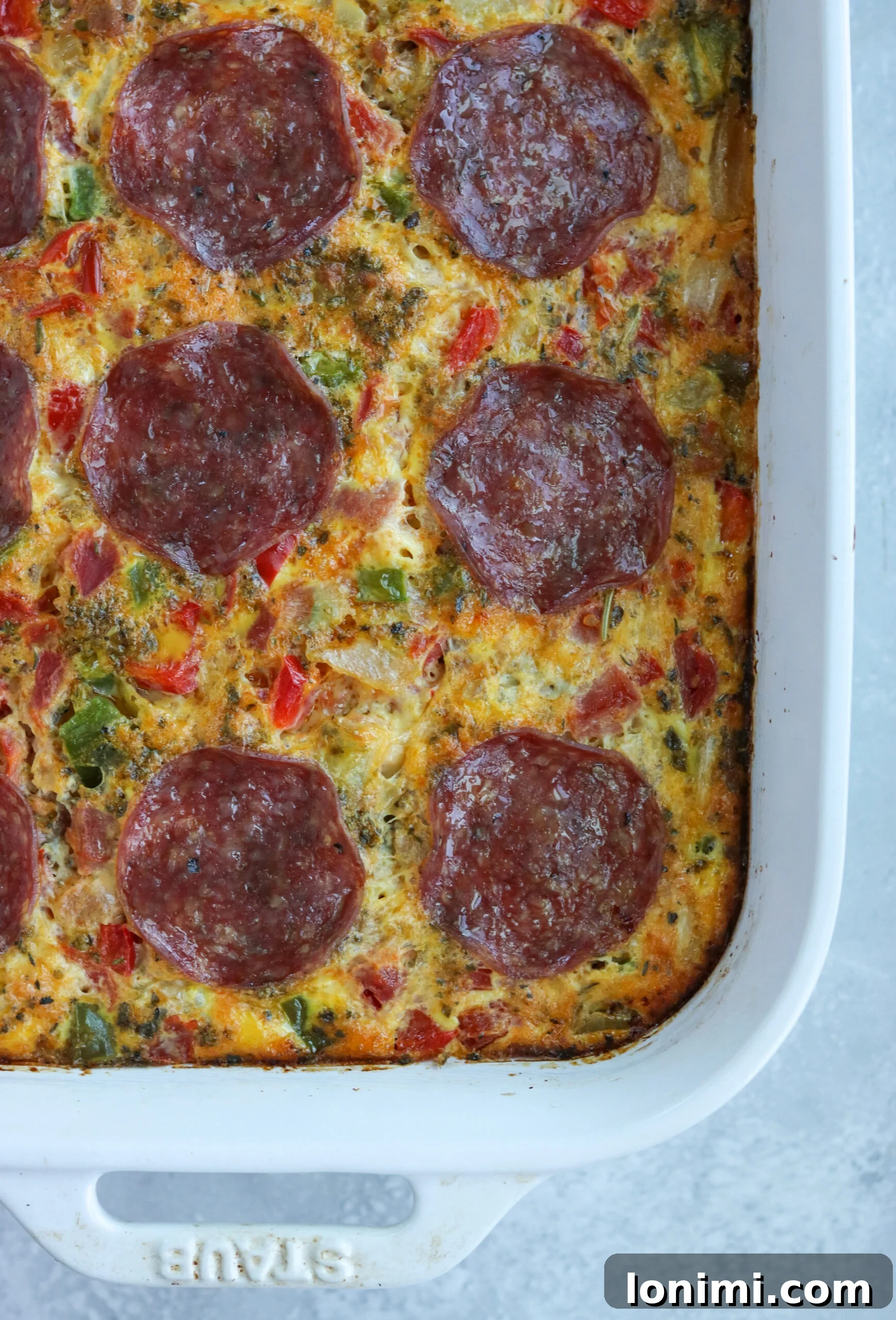Morning Pizza Bake 2 Savory Paleo Pizza Breakfast Casserole ready to be served