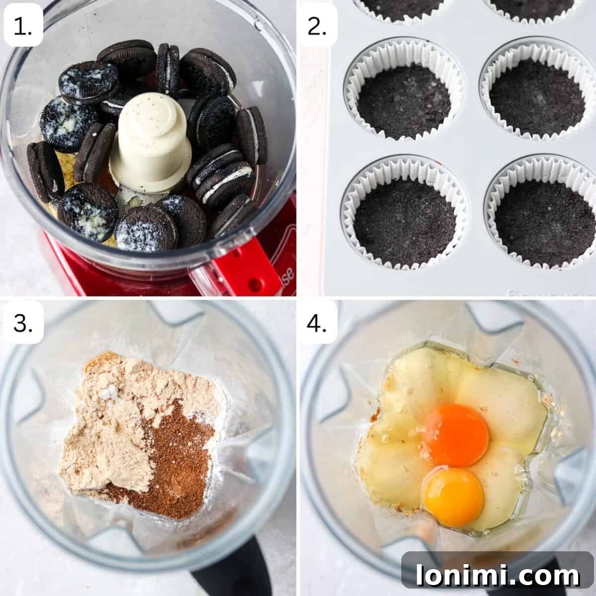 Effortless Chocolate Protein Cheesecake Bliss 4 numbered, step by step photos showing how to make this recipe