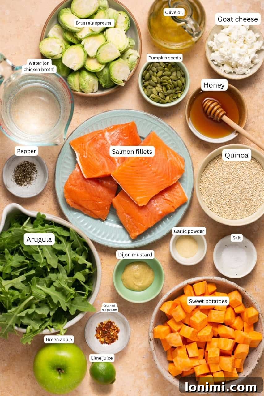 recipe ingredients in small bowls and labeled. 