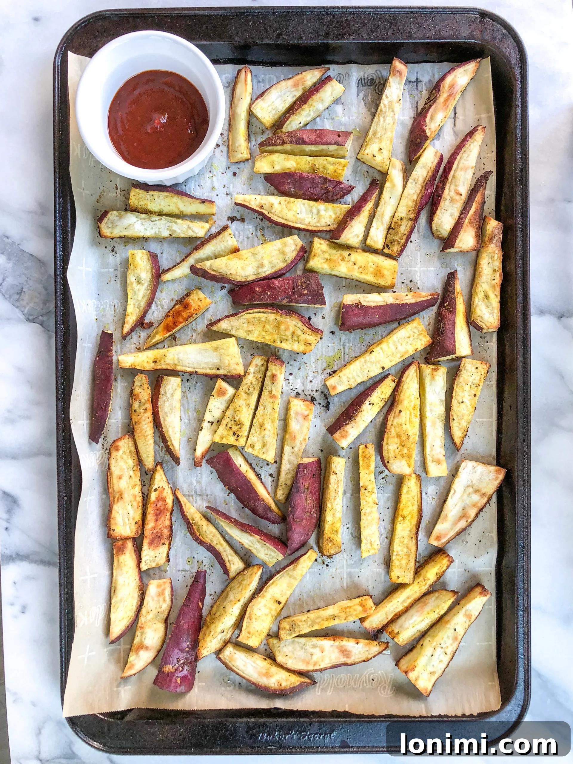 Seasoned Sweet Potato Fries Ready for Baking
