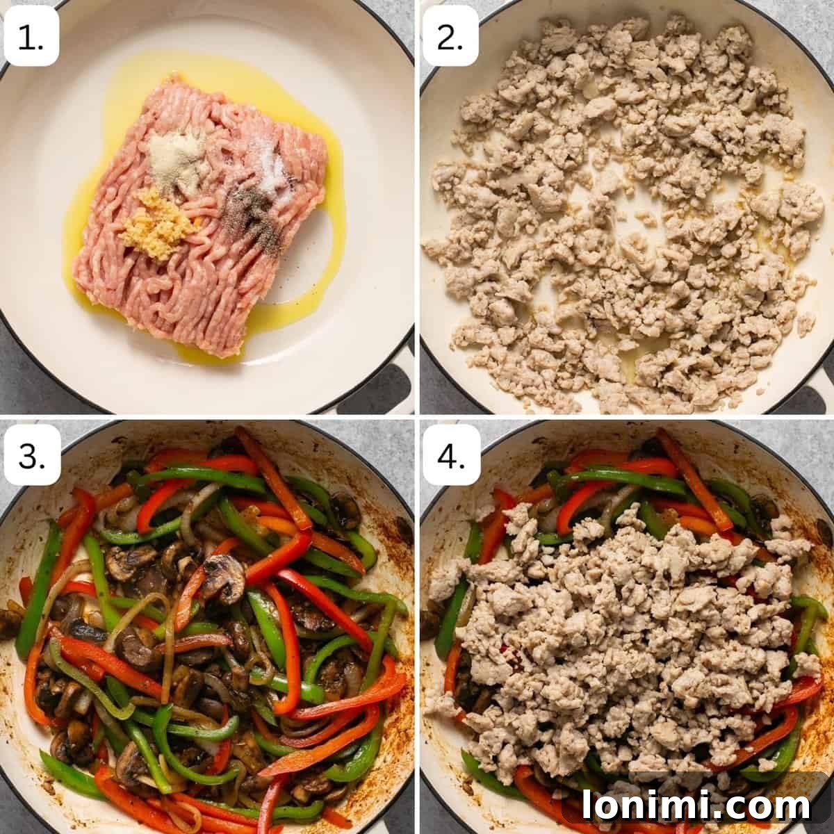 steps for how to make chicken philly cheesesteak in a skillet