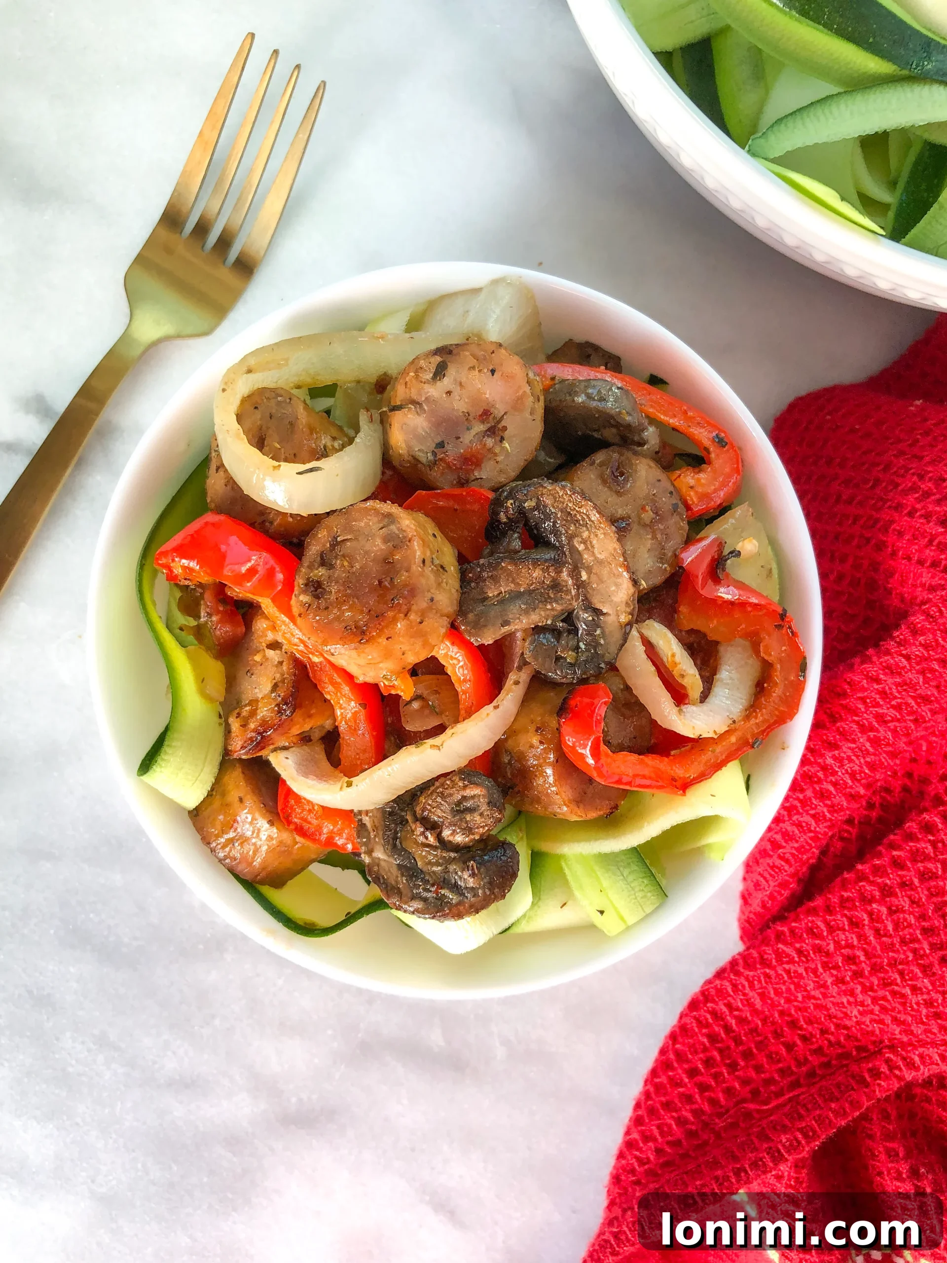 Another view of the Sheet Pan Italian Sausage and Peppers
