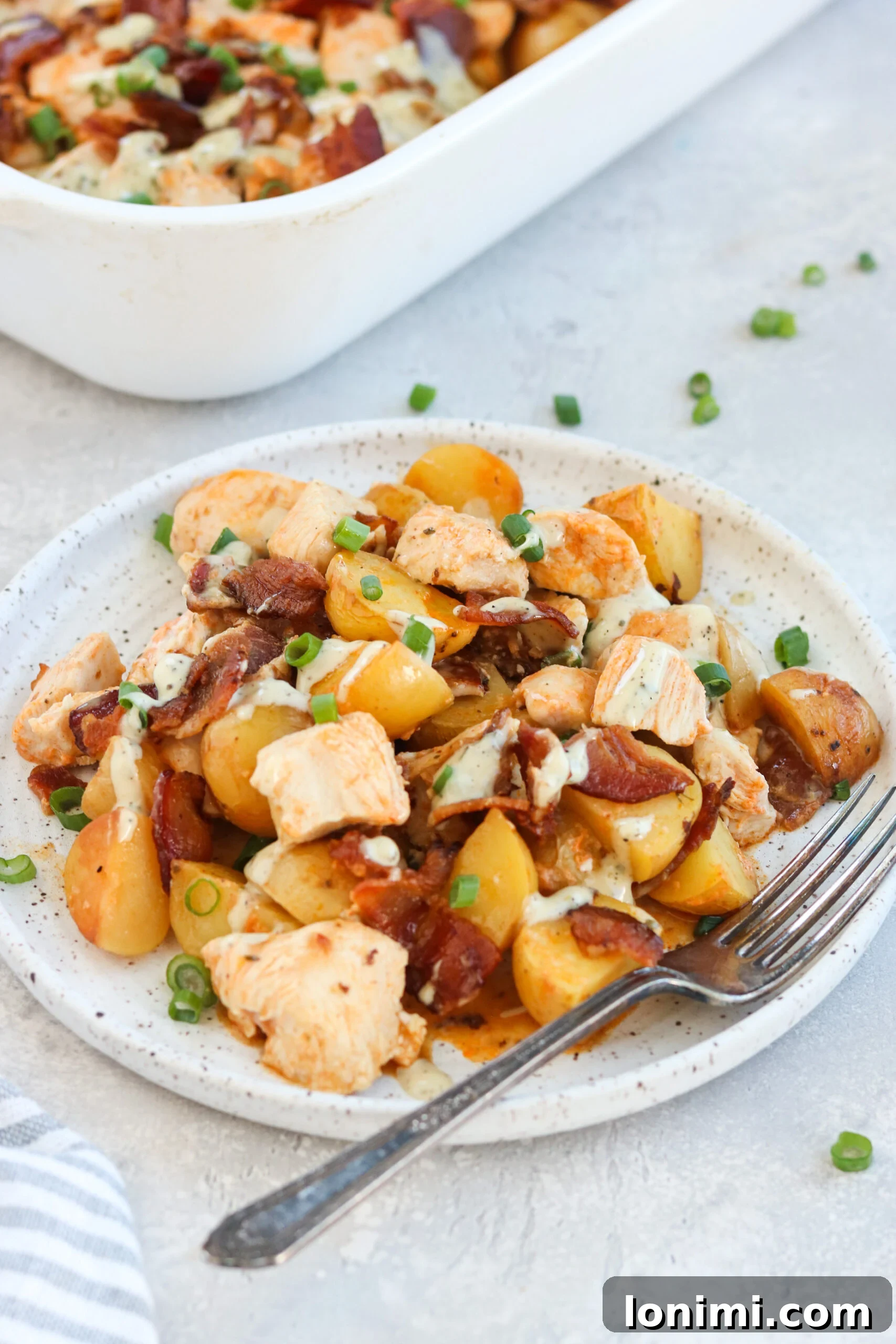 Delicious Whole30 Buffalo Chicken Casserole ready to be served