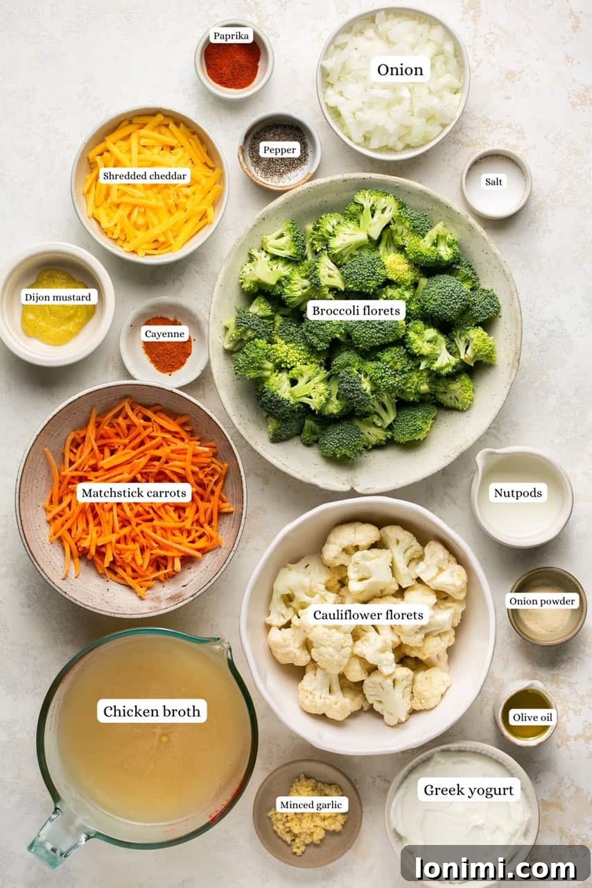 ingredients for instant pot broccoli cheddar soup