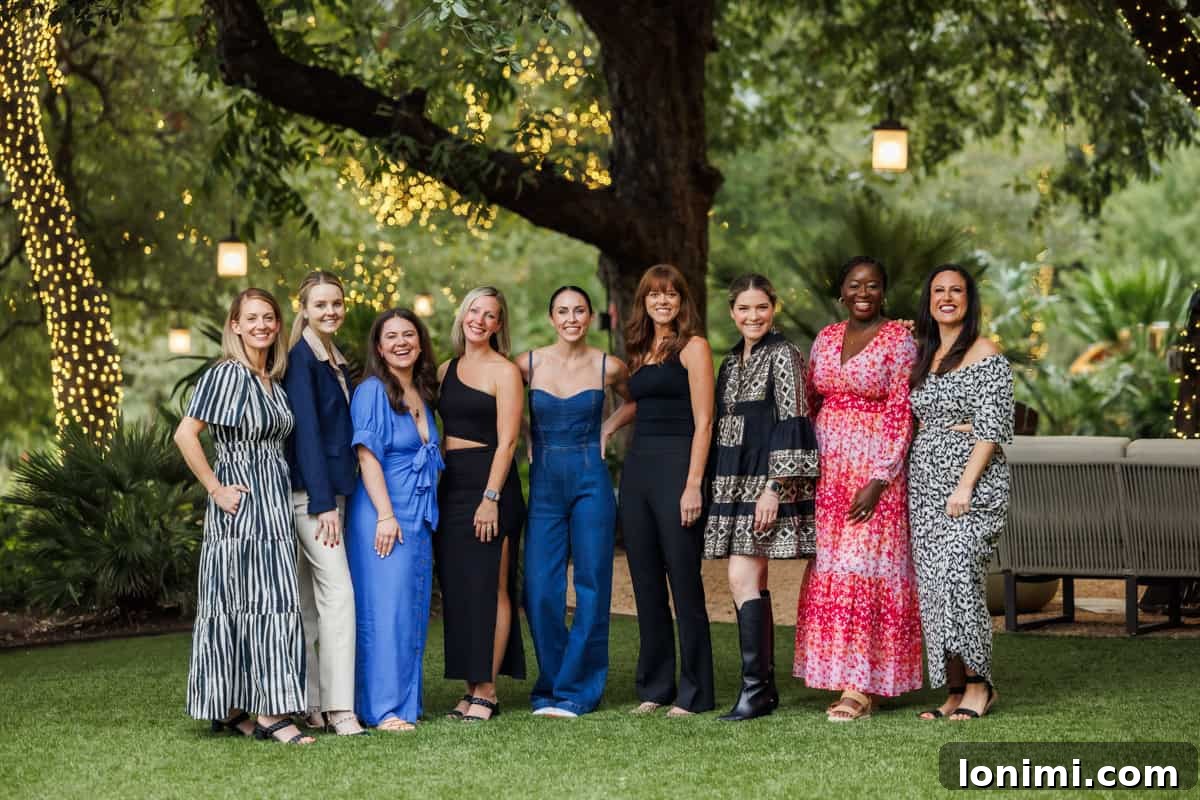 A candid group photo of bloggers at the Fresh Air Retreat Austin, showcasing camaraderie and connection.