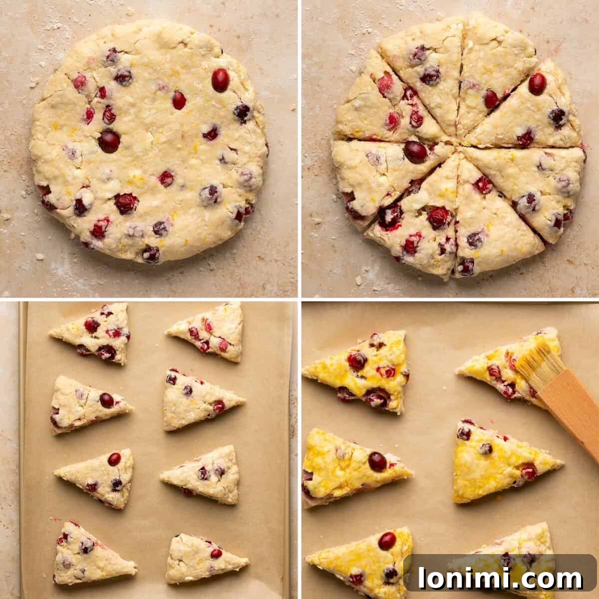 The final steps for making gluten-free scones, including glazing and serving.