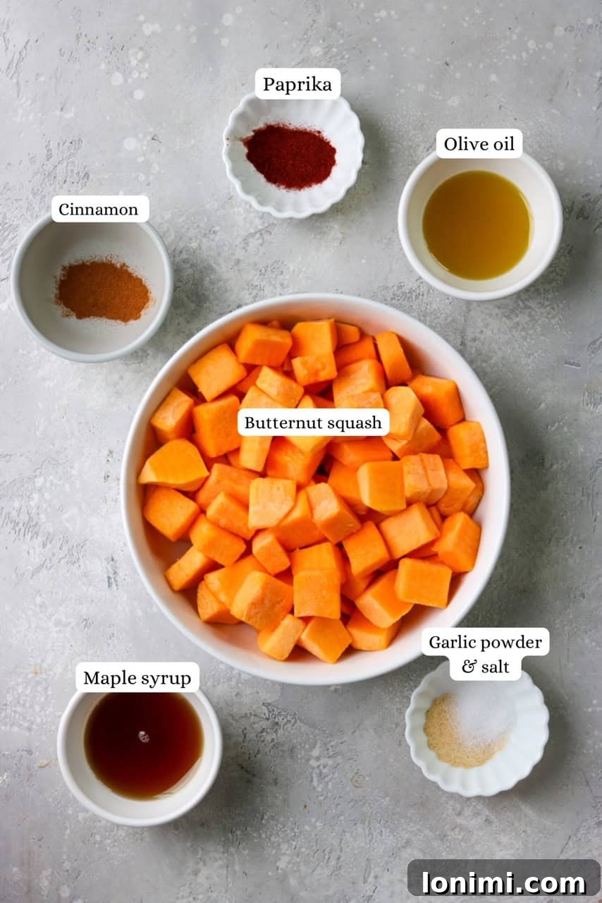 ingredients for air fryer butternut squash 