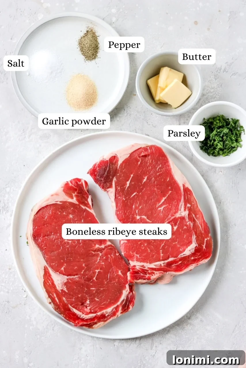 ingredients for making air fryer ribeye steaks