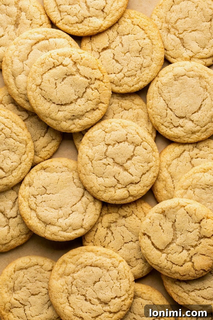 A beautiful stack of chipless cookies on parchment paper, ready to be enjoyed.