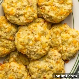 Delicious sausage and cheddar protein biscuits on a platter