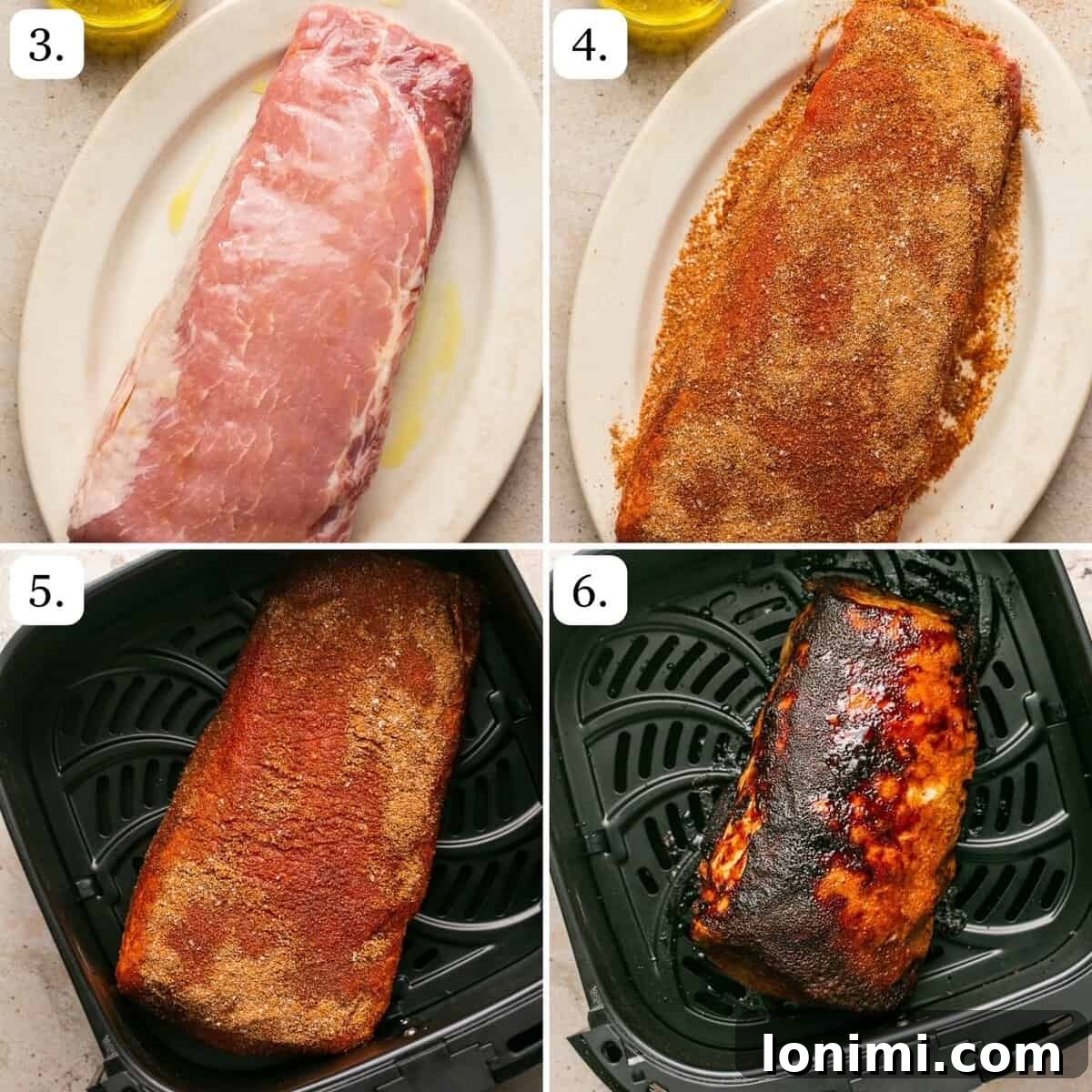 4 steps for how to cook pork roast in the air fryer
