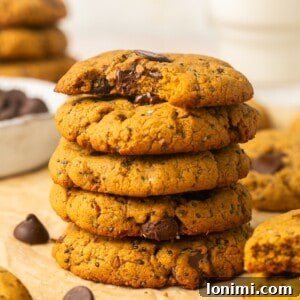 protein cookies stacked on top of each other, showcasing their inviting appearance