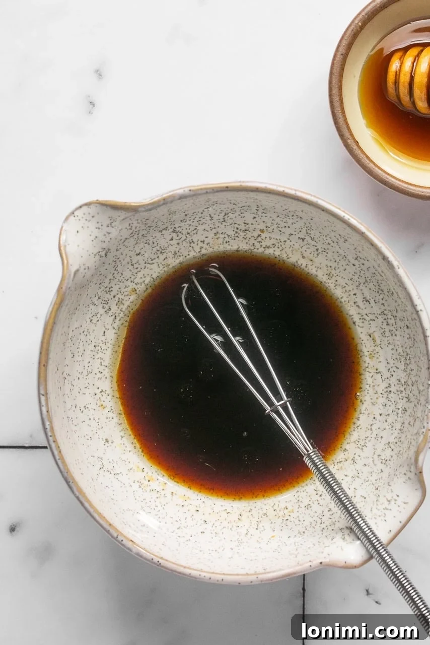 sesame dressing in a small bowl