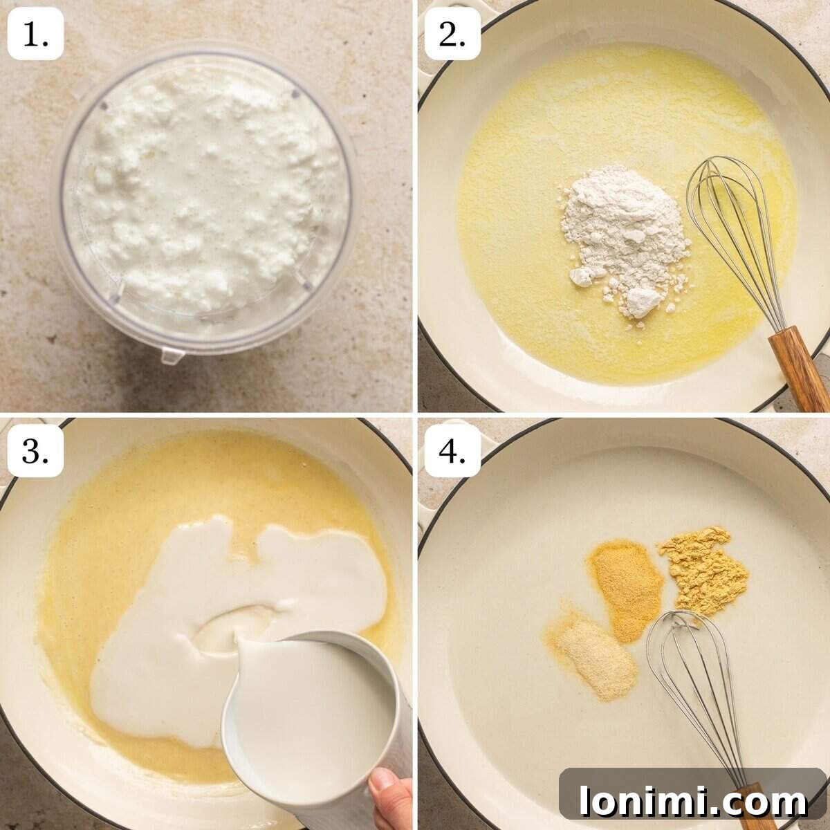 numbered step by step photos showing how to make the sauce