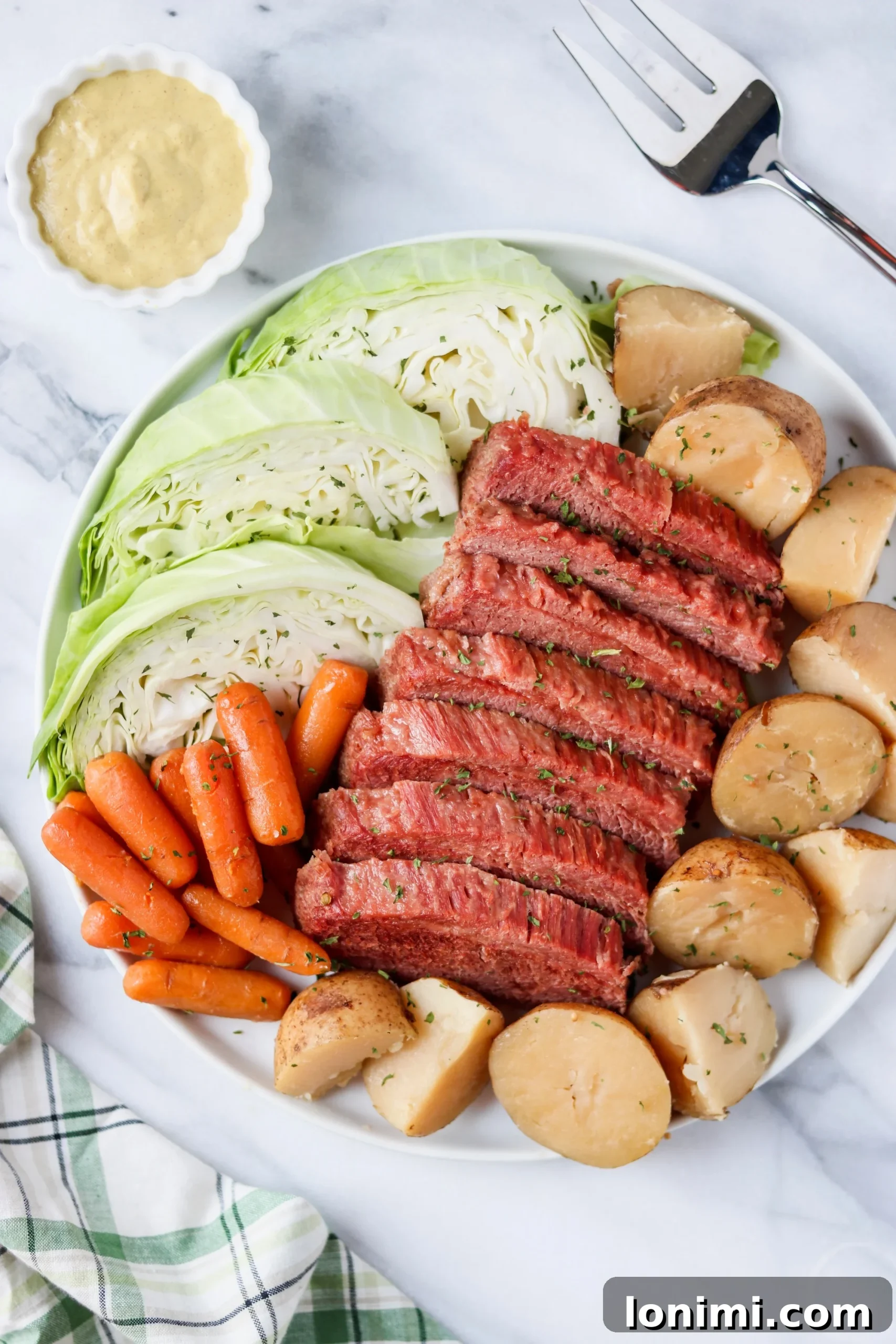 Slow Cooker Corned Beef Brisket in a Slow Cooker Pot with Onions