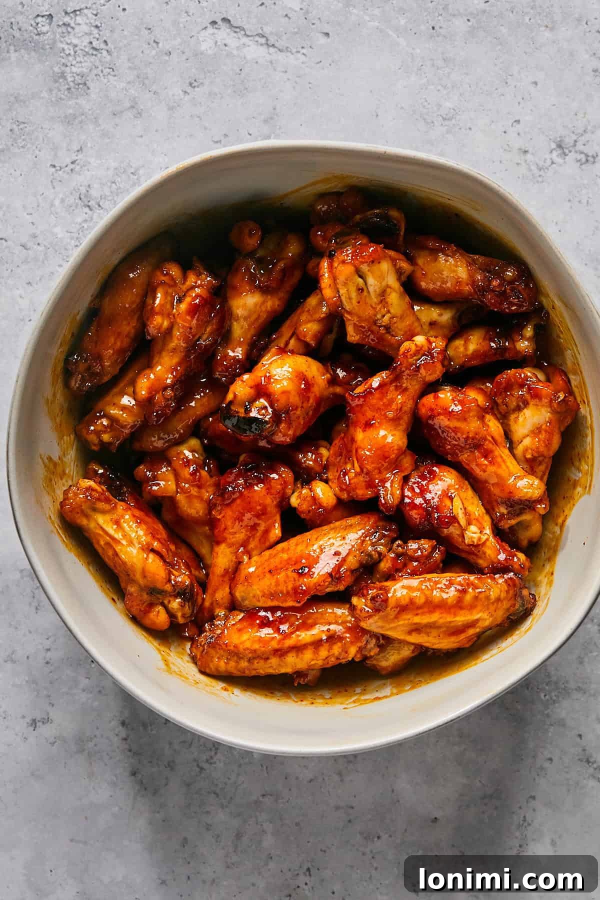 hot honey chicken wings in a bowl