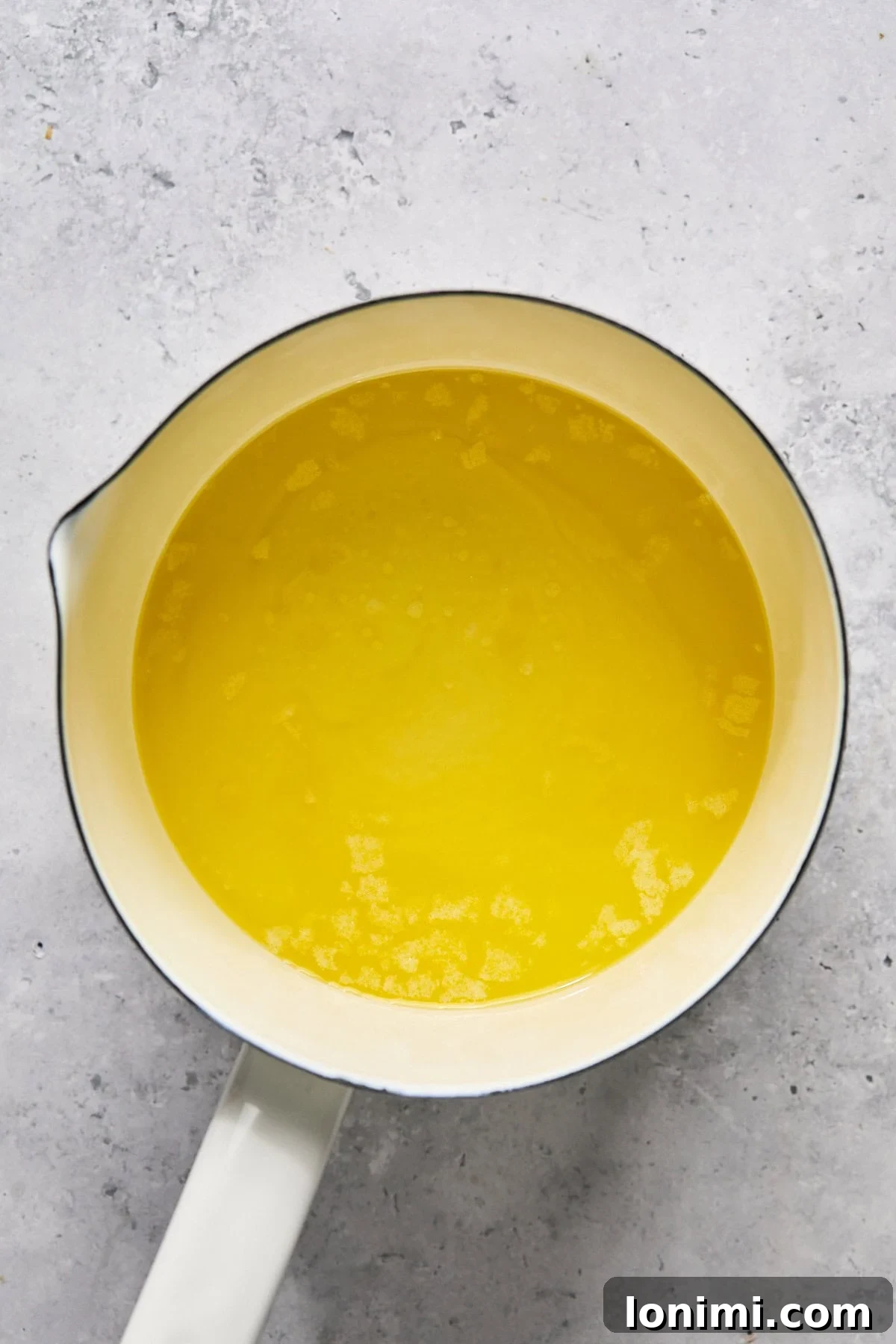 melted butter in a sauce pan 