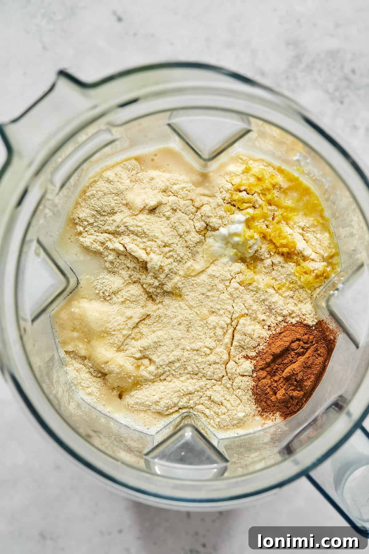 ingredients for protein french toast in a blender