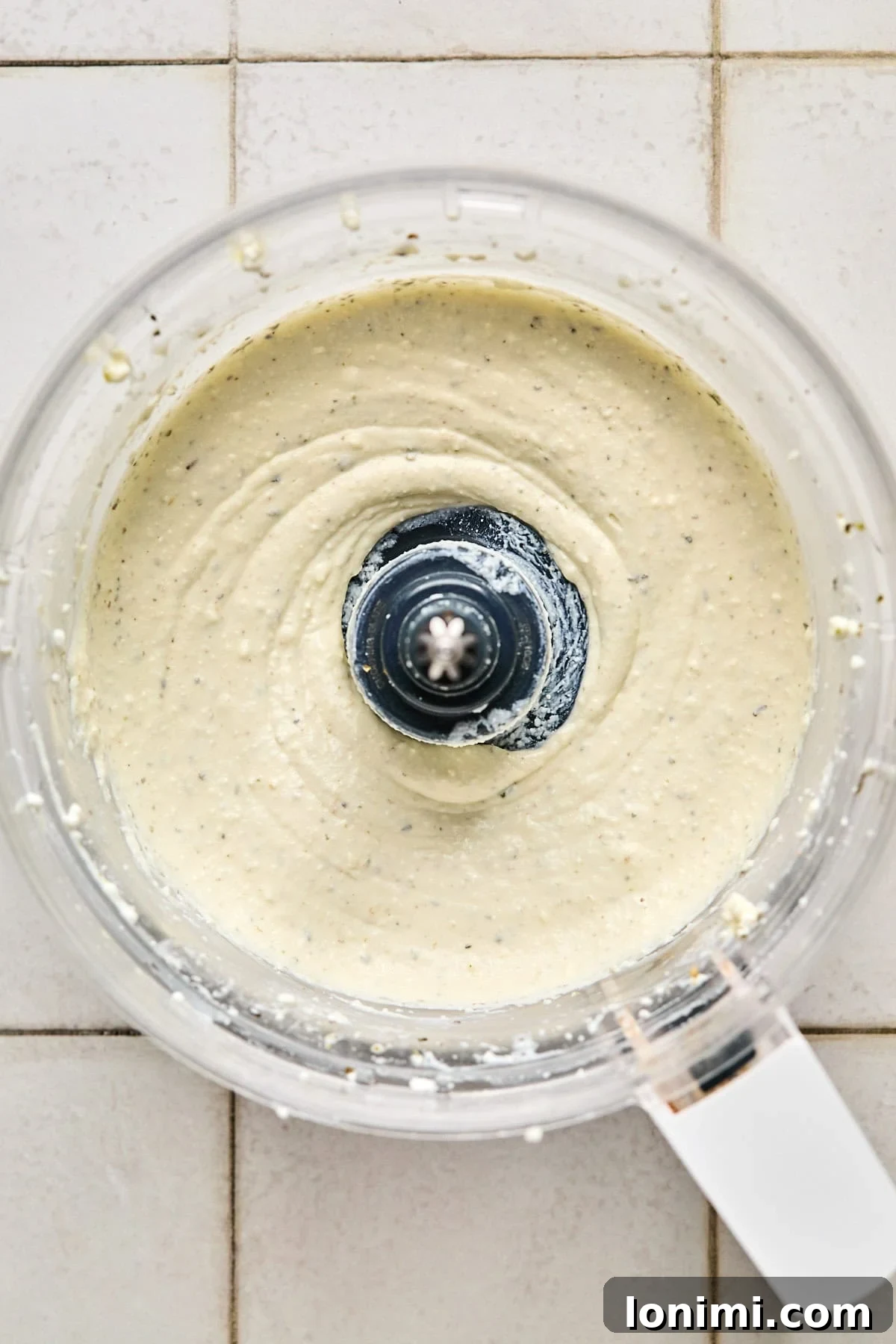 whipped feta in a food processor