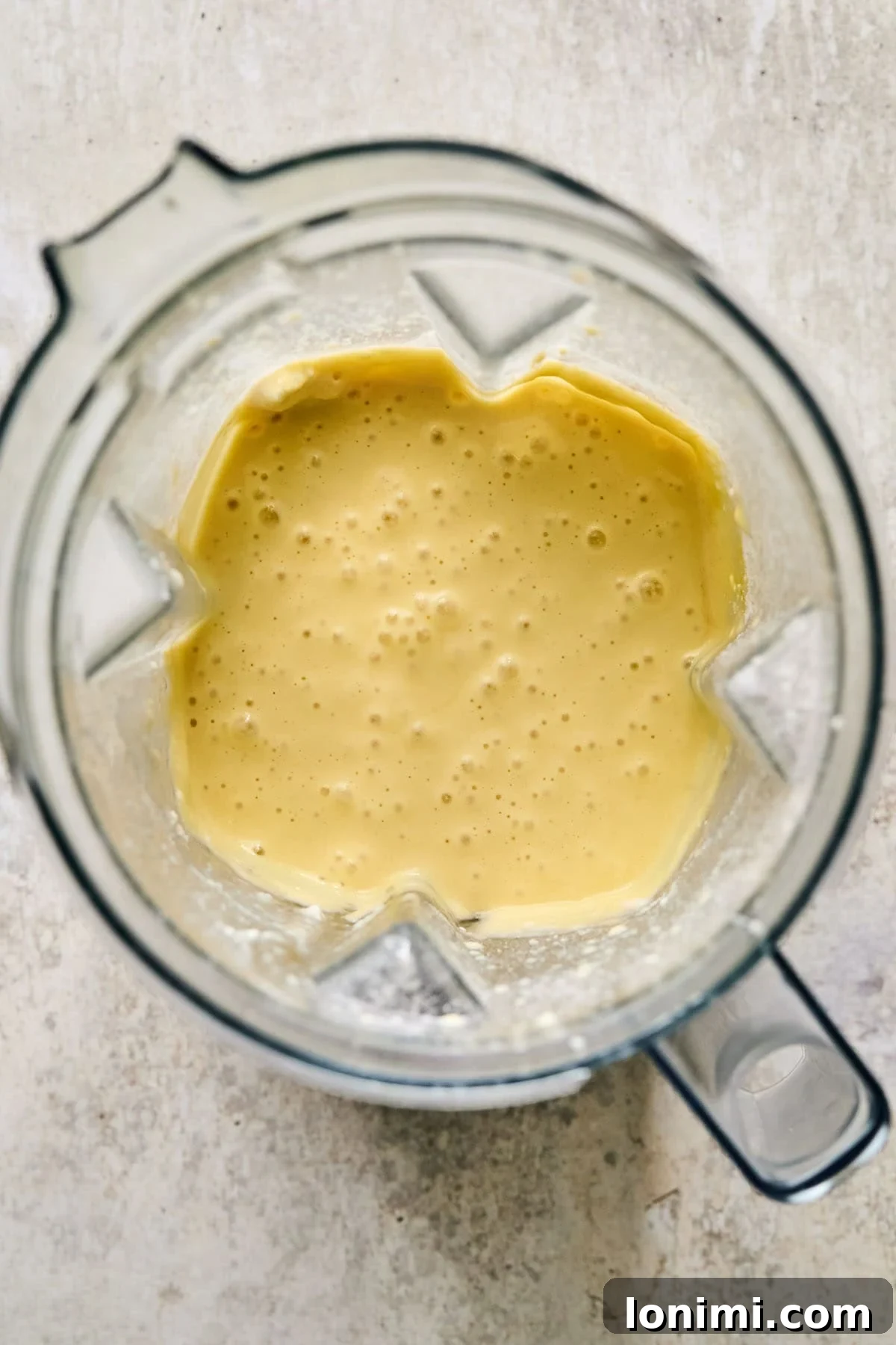 Ultimate Cottage Cheese Protein Pancakes 5 The pancake ingredients after being thoroughly blended, showing a perfectly smooth and creamy batter consistency.
