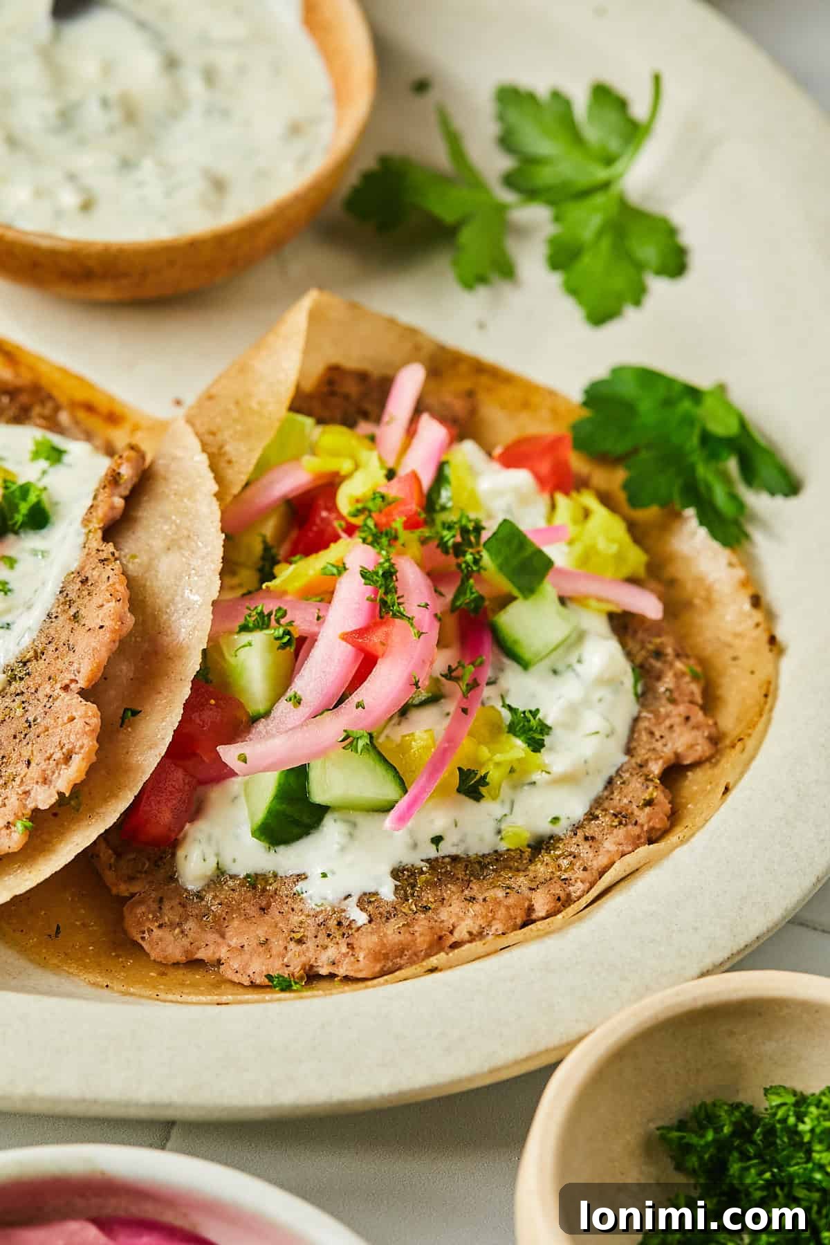turkey smash burger taco with toppings