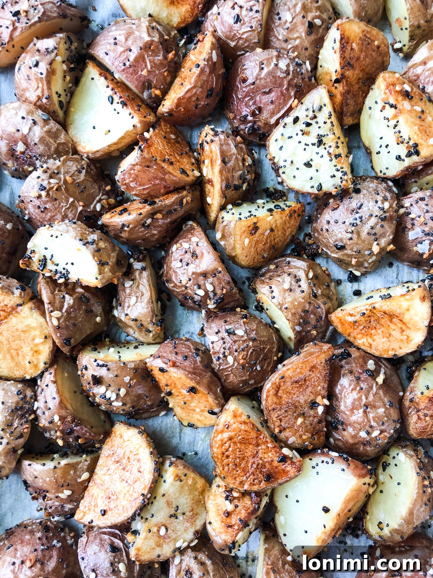 Roasted Potato Perfection 3 Everything Roasted Potatoes close-up, showing seasoning