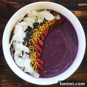 Close-up of a delicious acai smoothie bowl