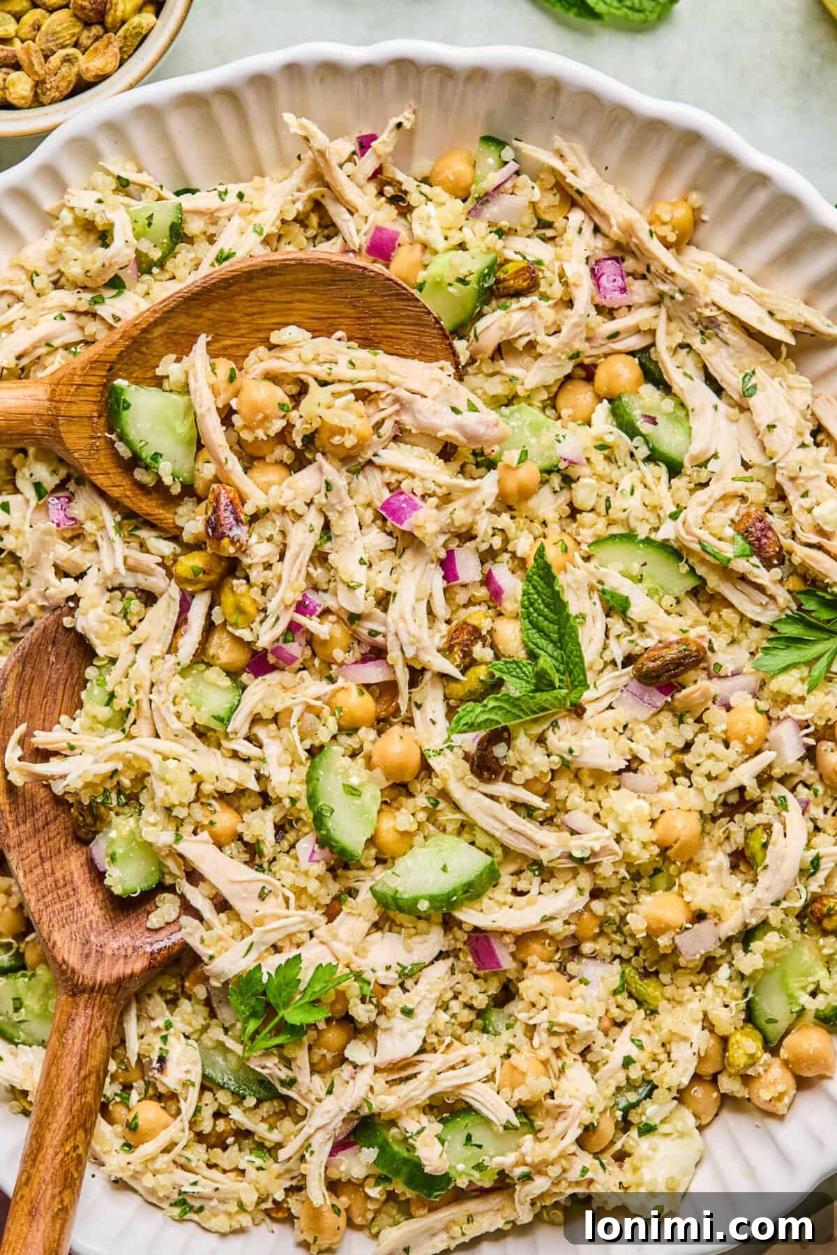 Jennifer Aniston's Go To High Protein Meal Prep Salad 8 a large bowl of jennifer aniston salad ready to eat