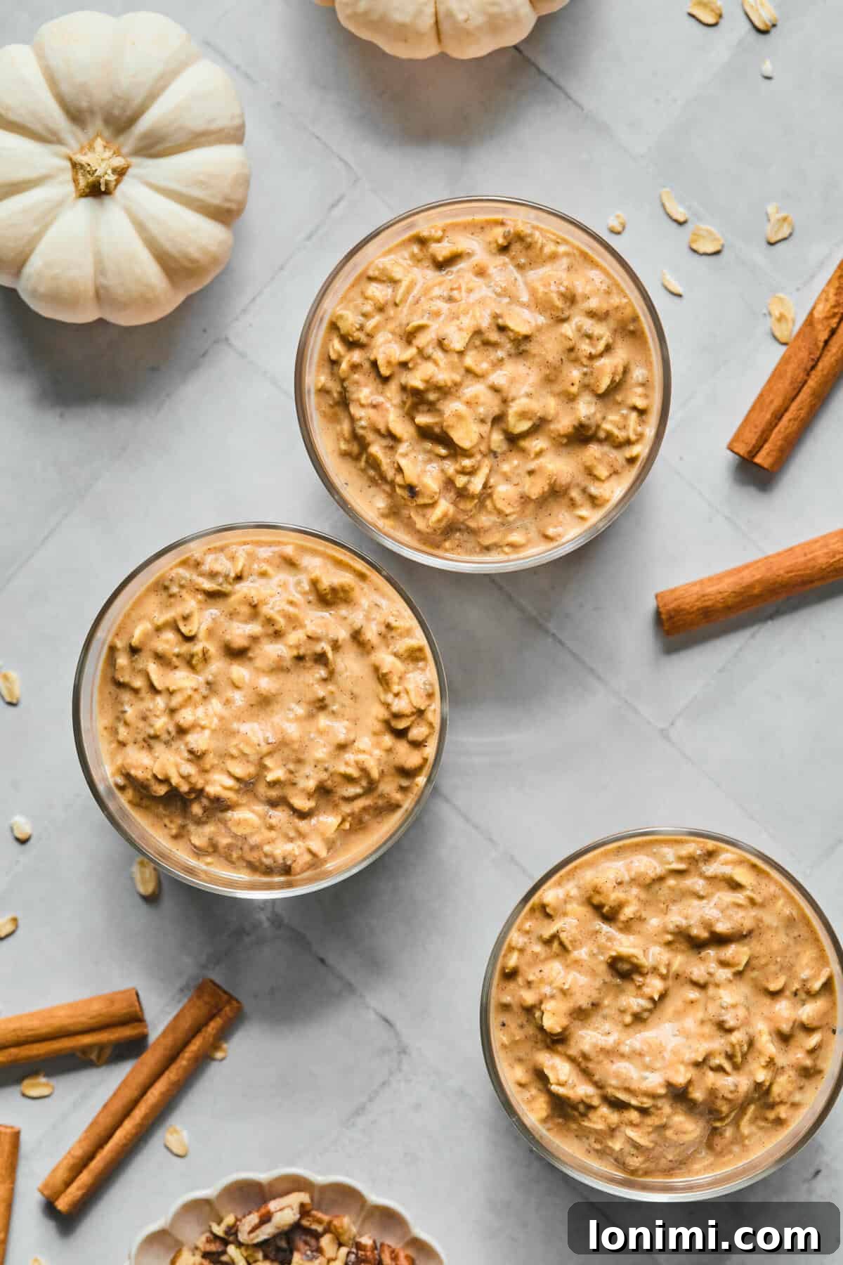 overnight oats divided into 3 jars
