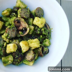 Gnocchi with Mushrooms, Chicken Sausage, and Cashew Pesto