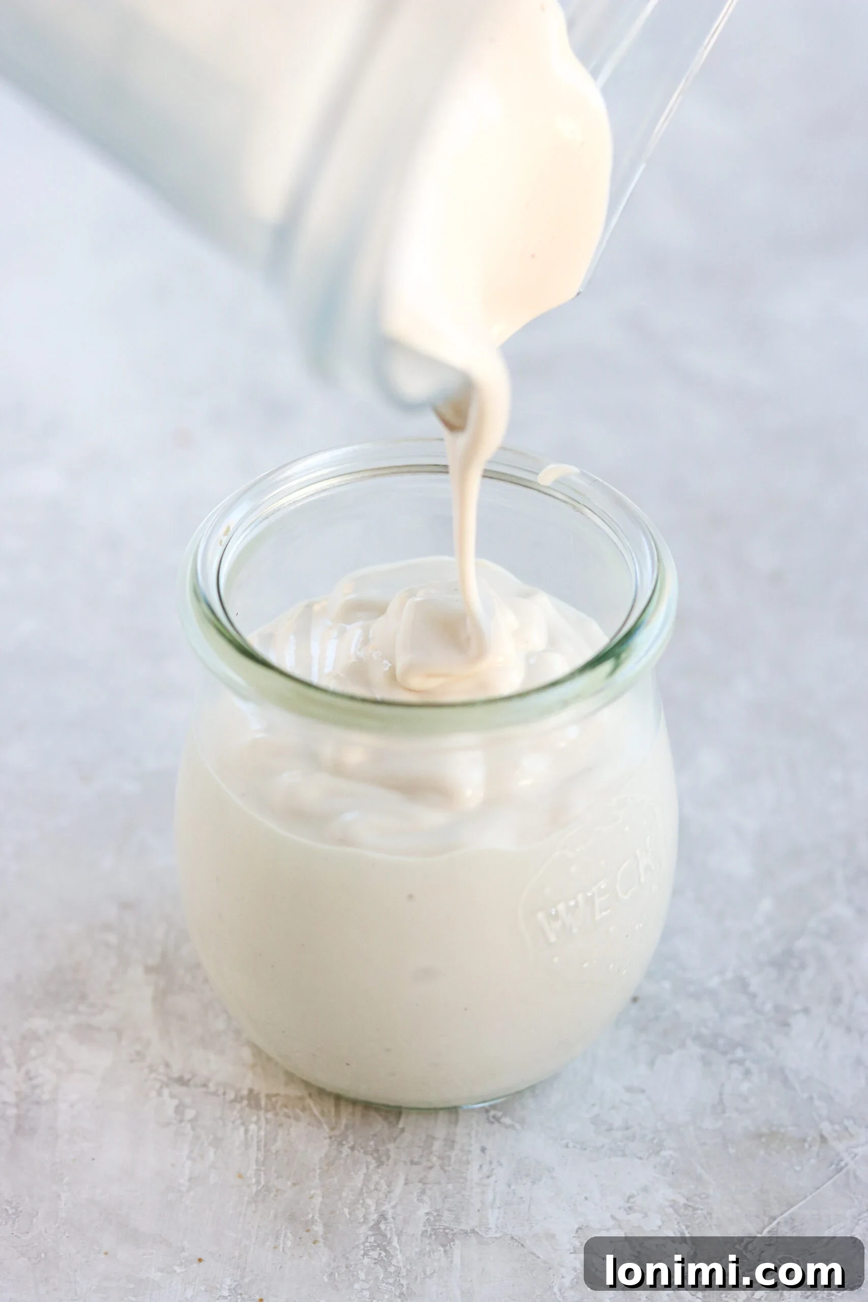 cashew cream in a tulip Weck jar