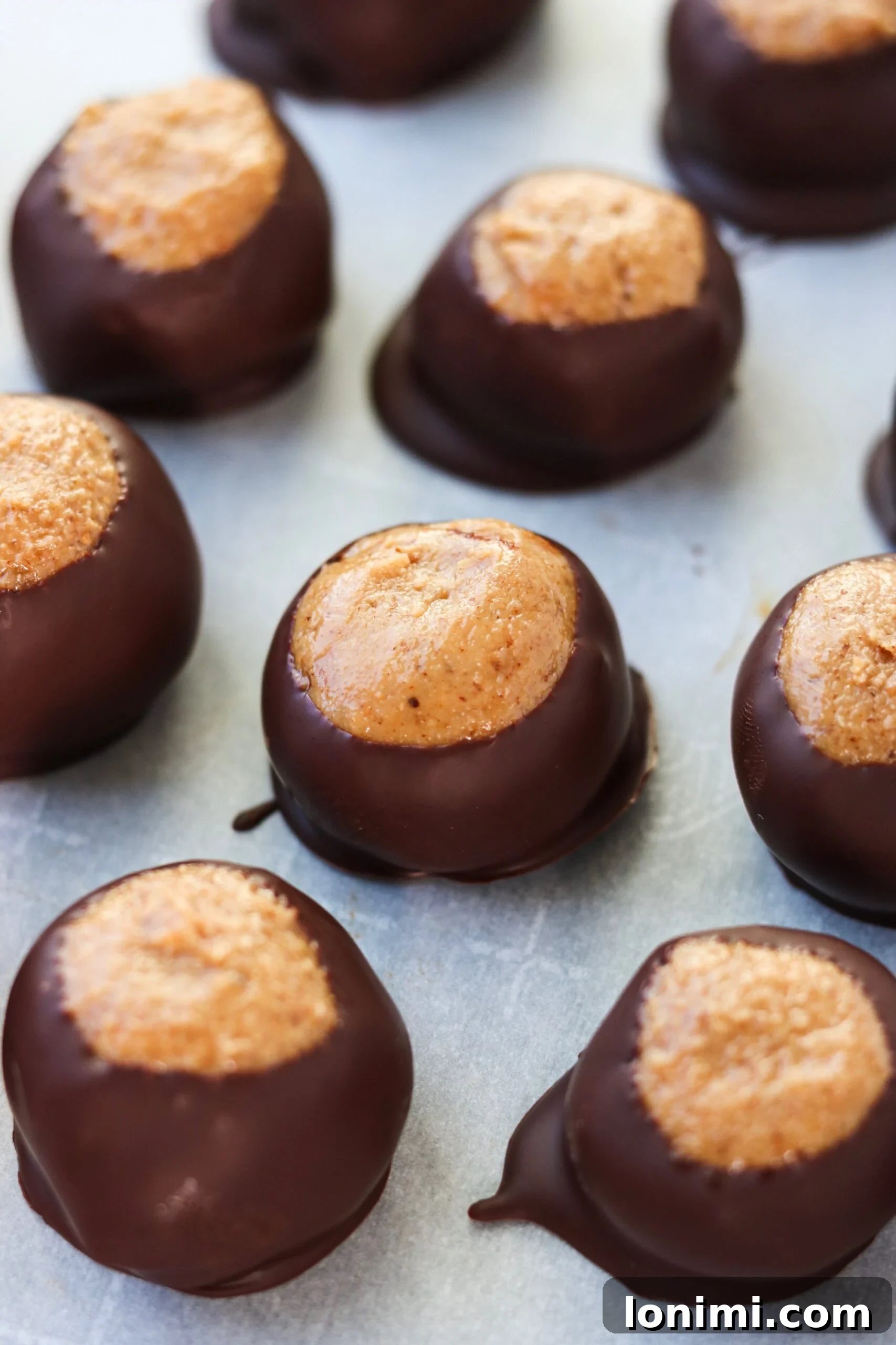 Ingredients for Paleo Buckeye Balls laid out, highlighting creamy nut butter, flours, and sweeteners, ready for mixing.