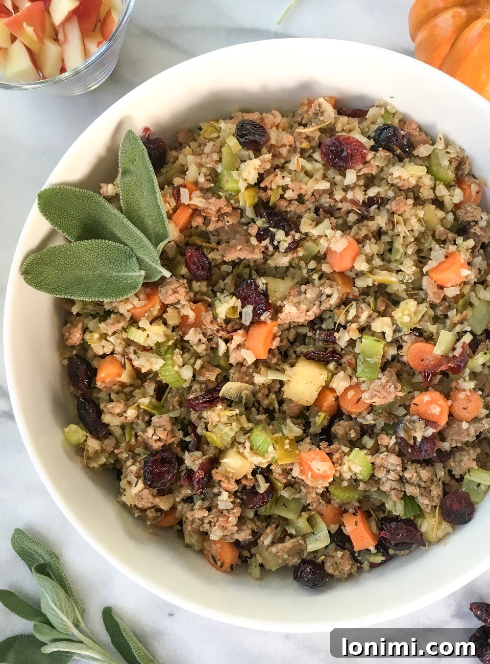 Grain-Free Cauliflower Rice and Sausage Stuffing