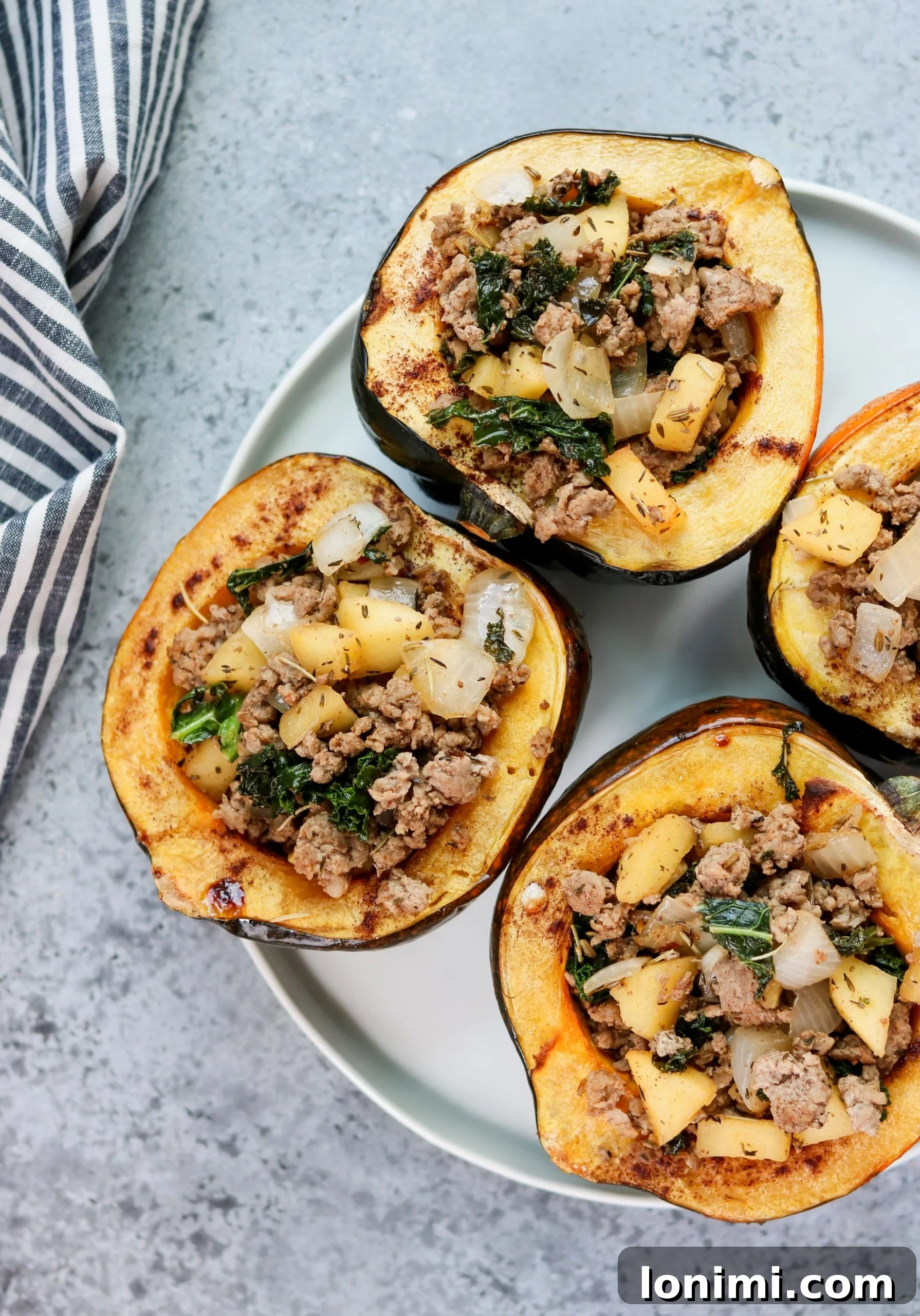 Harvest Sausage Stuffed Acorn Squash