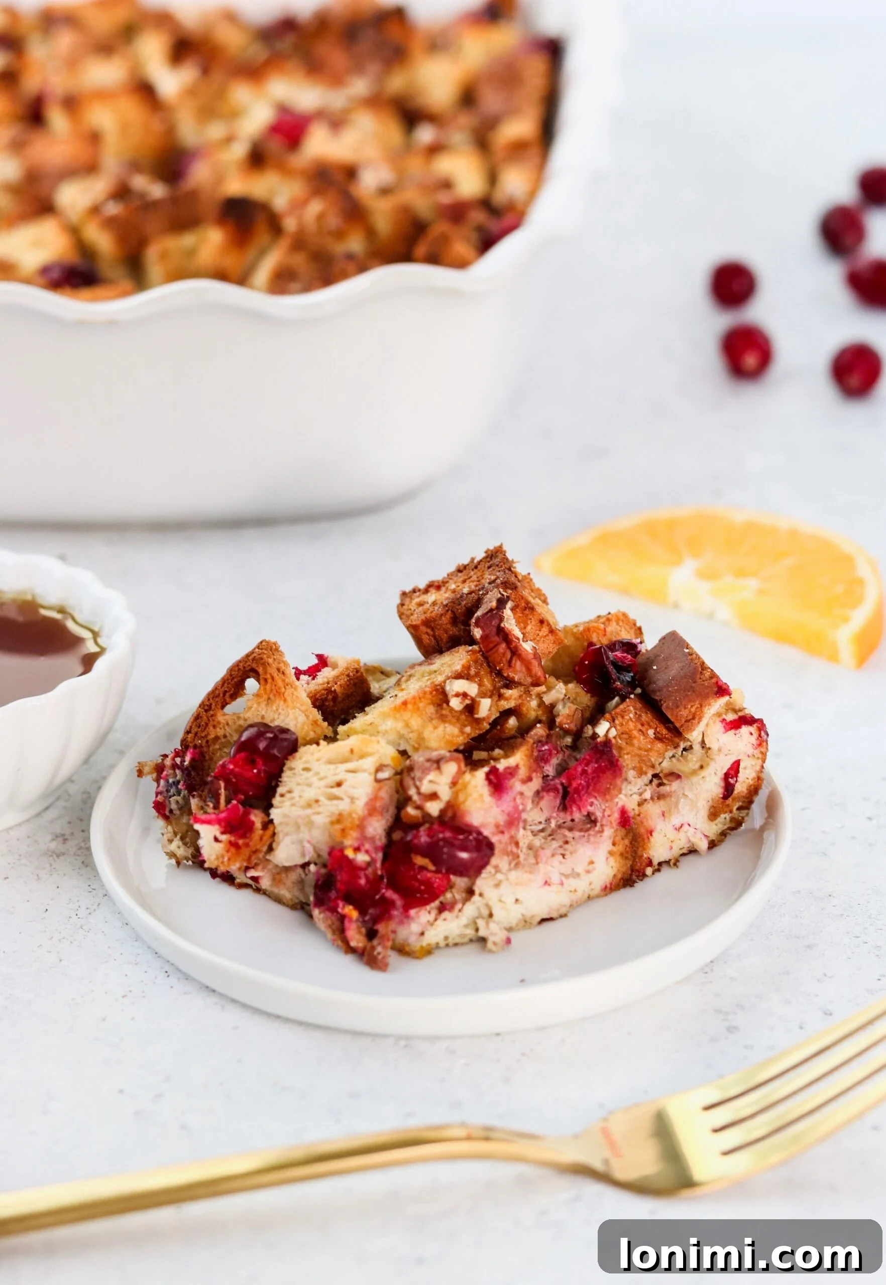 Zesty Orange Cranberry Overnight French Toast Bake Gluten and Dairy Free 5 Ingredients for Orange Cranberry Overnight French Toast Casserole laid out on a table.