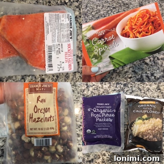 Trader Joe Whole30 Essentials 4 Trader Joe's Raw Cashew Pieces, Almond Butters, Nutritional Yeast, and Flaxseed Meal for Whole30