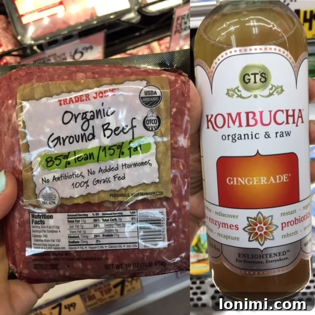 Trader Joe Whole30 Essentials 9 Various Trader Joe's Whole30 compliant products: Olive oil spray, Lara Bars & EPIC meat bars, Coconut Aminos, Spices, Coconut Oil, Avocado Oil, Olive Oils, and Spindrift seltzer water.