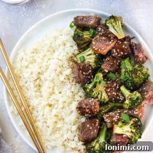 Sheet Pan Beef and Broccoli close-up