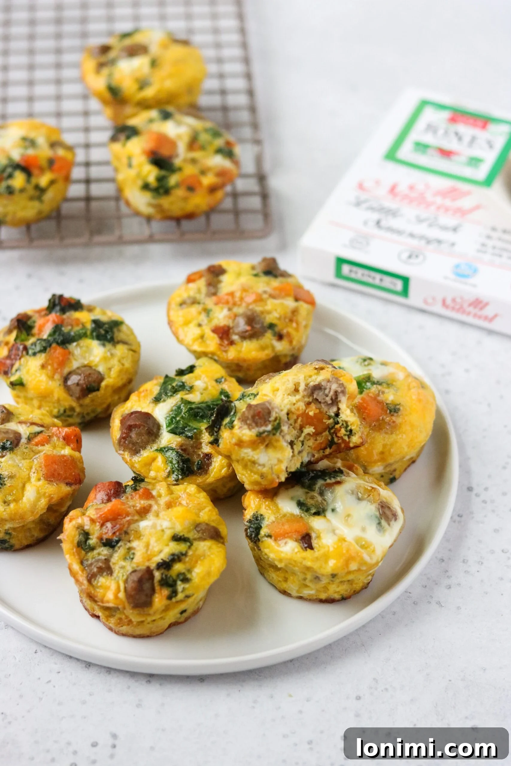 Delicious and healthy Whole30 sausage, sweet potato, and kale egg cups, perfect for meal prep